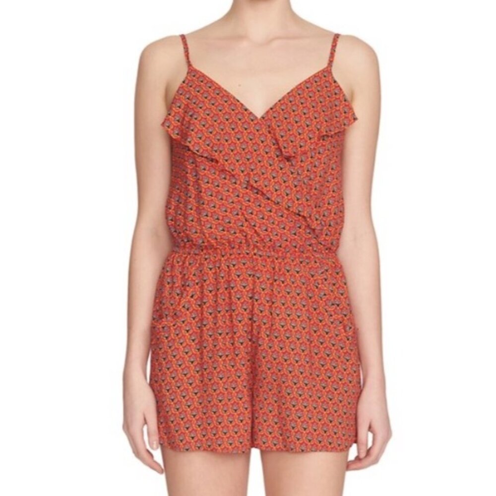 1.State - Fiesta Flutter Strappy Romper 8136910 | Size Small | Red Salsa Floral